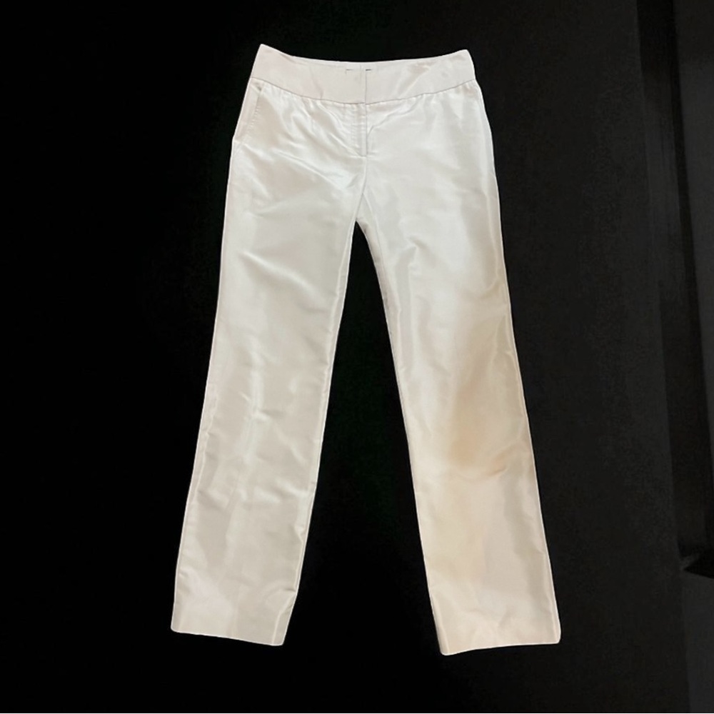 SALVATORE FERRAGAMO CHAMPAGNE 100% SILK PANTS